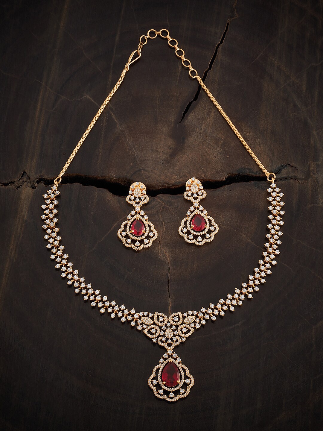 

Kushal's Fashion Jewellery Gold-Plated CZ Stone-Studded Jewellery Set
