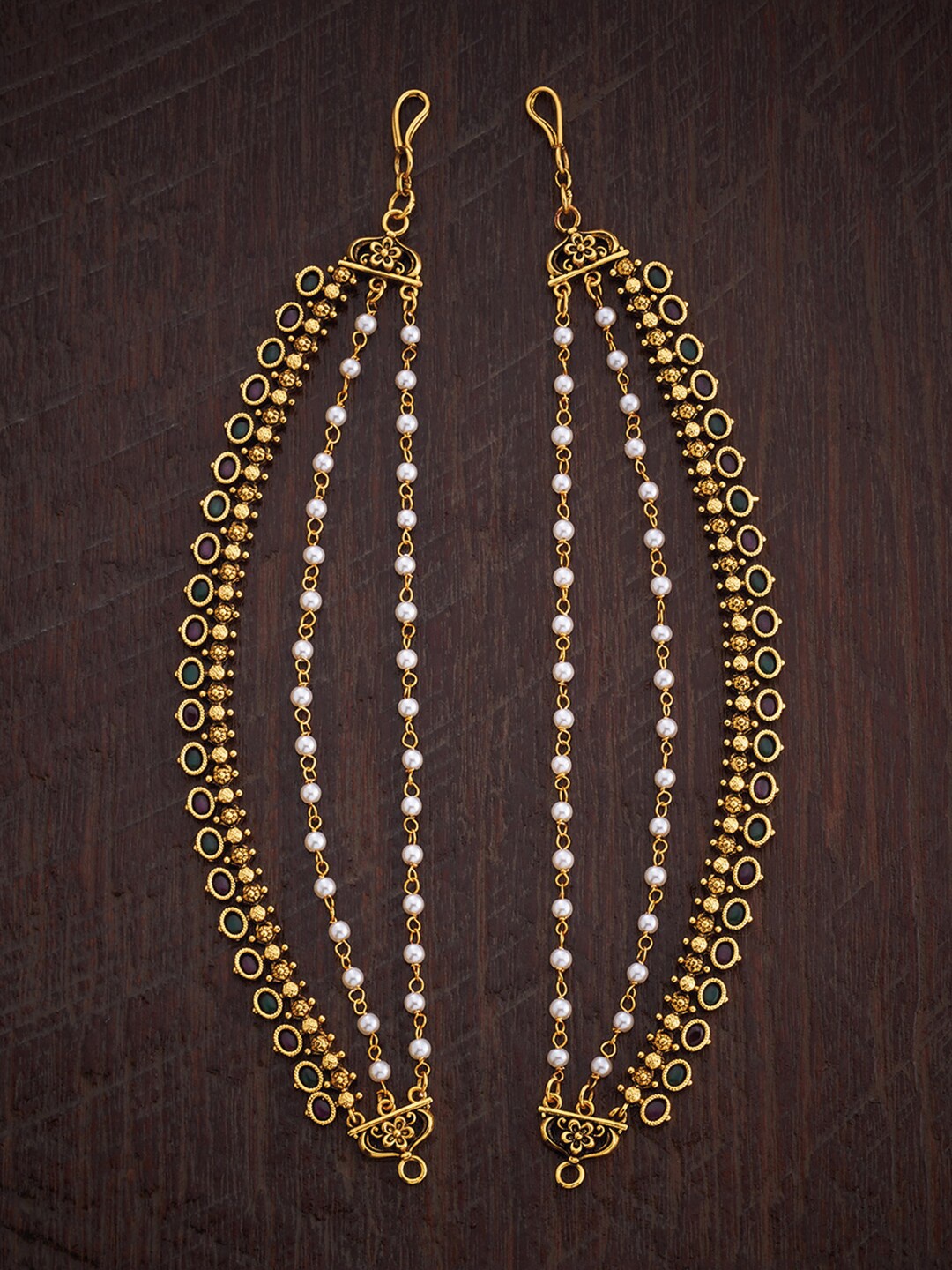 

Kushal's Fashion Jewellery Gold-Plated Stone Studded Ethnic Antique Matil