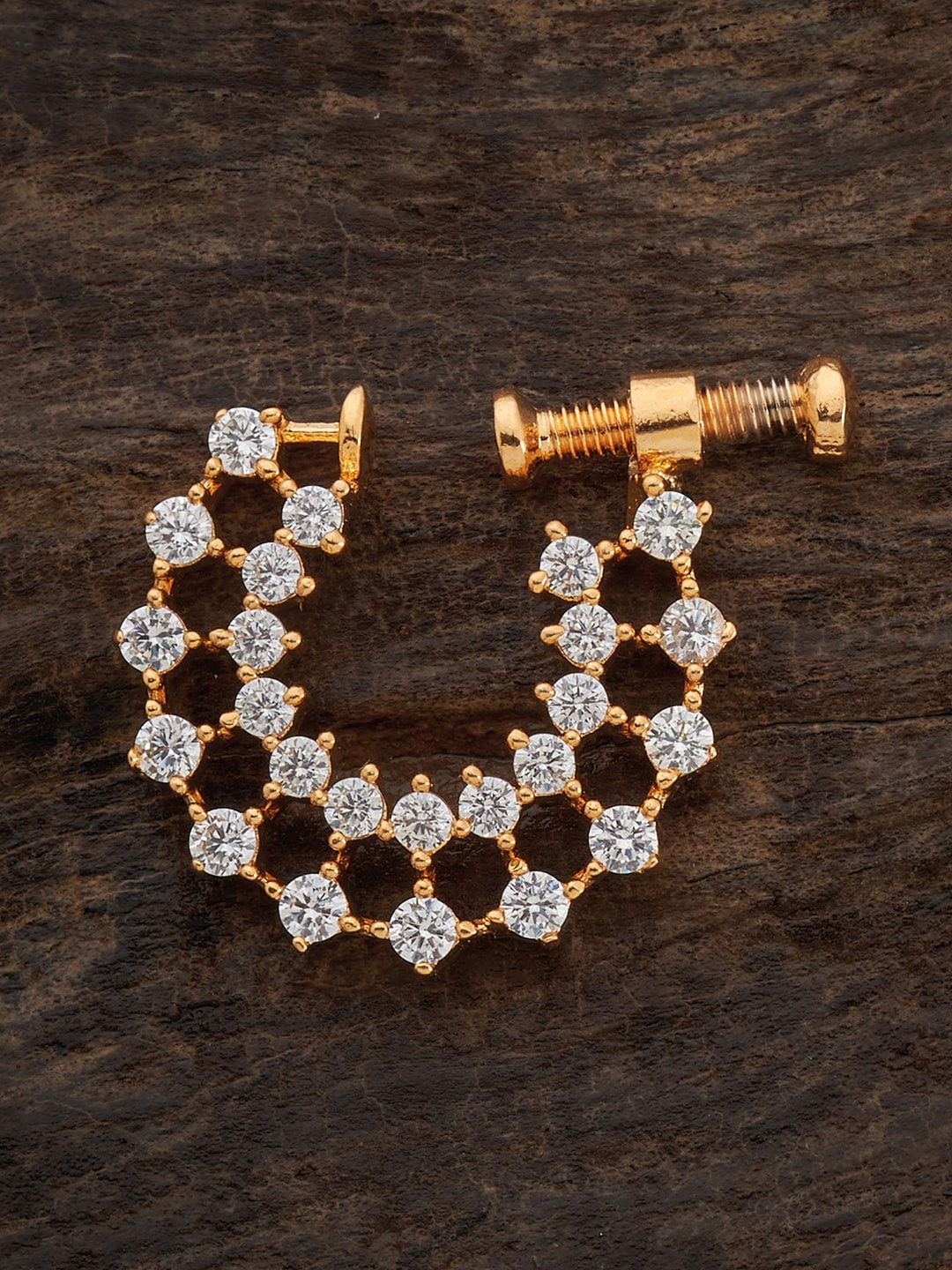 

Kushal's Fashion Jewellery Gold-Plated CZ Studded Nosepin