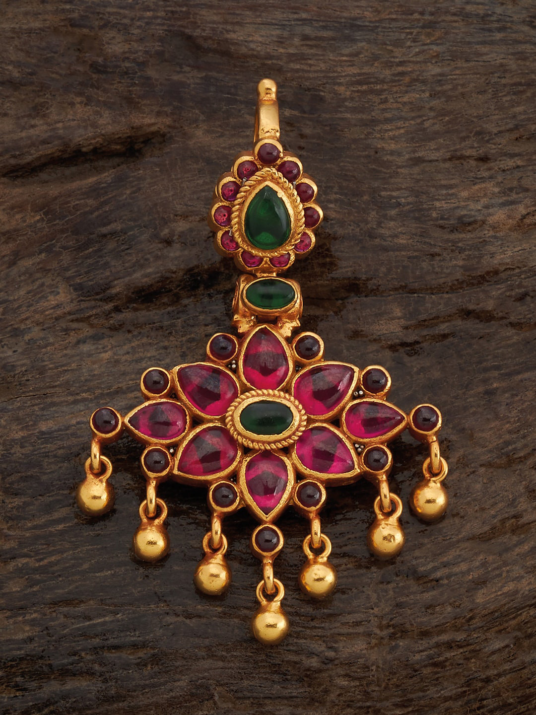 

Kushal's Fashion Jewellery 92.5 Pure Silver Gold-Plated Stones Studded Pendant