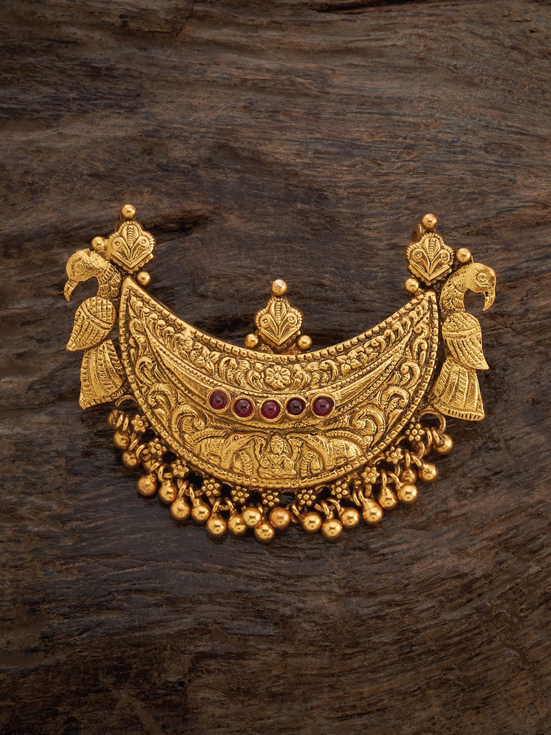 

Kushal's Fashion Jewellery 92.5 Pure Silver Gold-Plated Stones Studded & Beaded Pendant