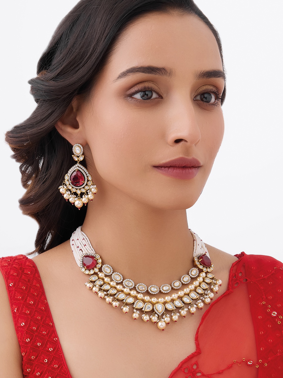 

Kushal's Fashion Jewellery Kundan Studded Jewellery Set, Gold