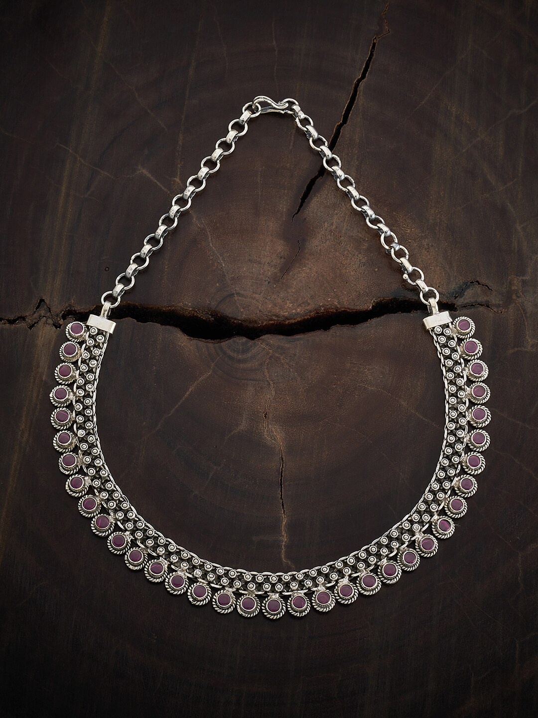 

Kushal's Fashion Jewellery Rhodium-Plated Silver Oxidised Necklace