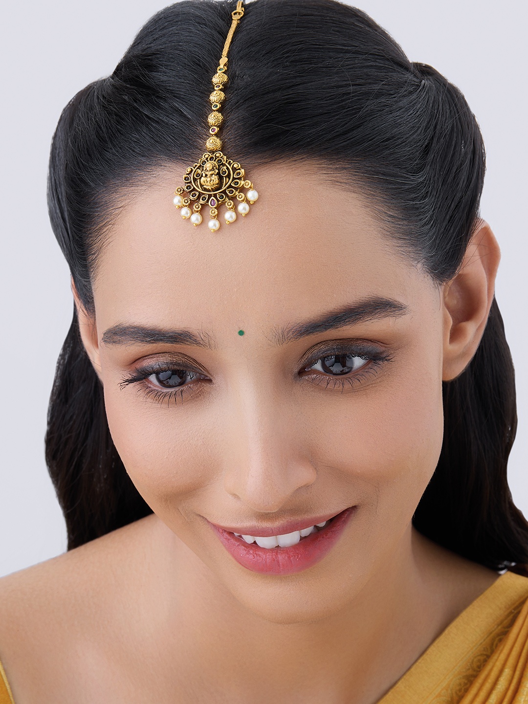 

Kushal's Fashion Jewellery Gold-Plated Antique Maang Tikka