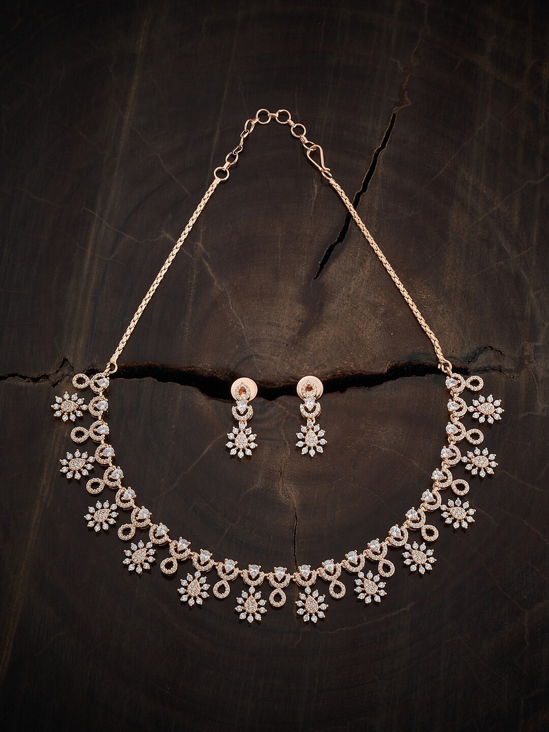 

Kushal's Fashion Jewellery Rose-Gold-Plated Zircon-Studded Jewellery Set