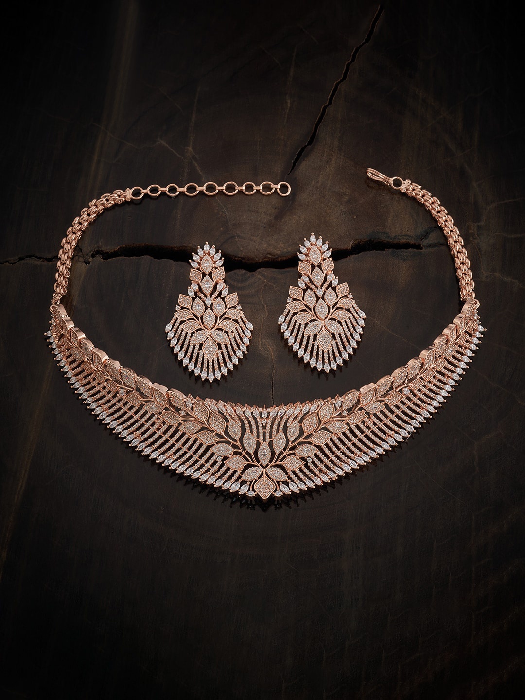 

Kushal's Fashion Jewellery Rose-Gold-Plated CZ-Studded Jewellery Set