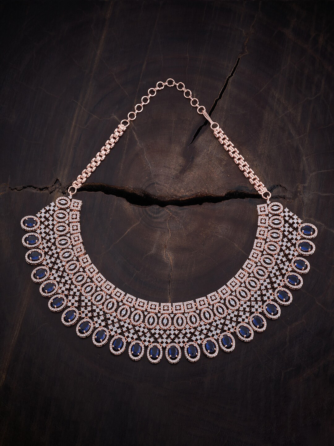 

Kushal's Fashion Jewellery Copper Rose Gold Plated Cubic Zirconia Studded Necklace