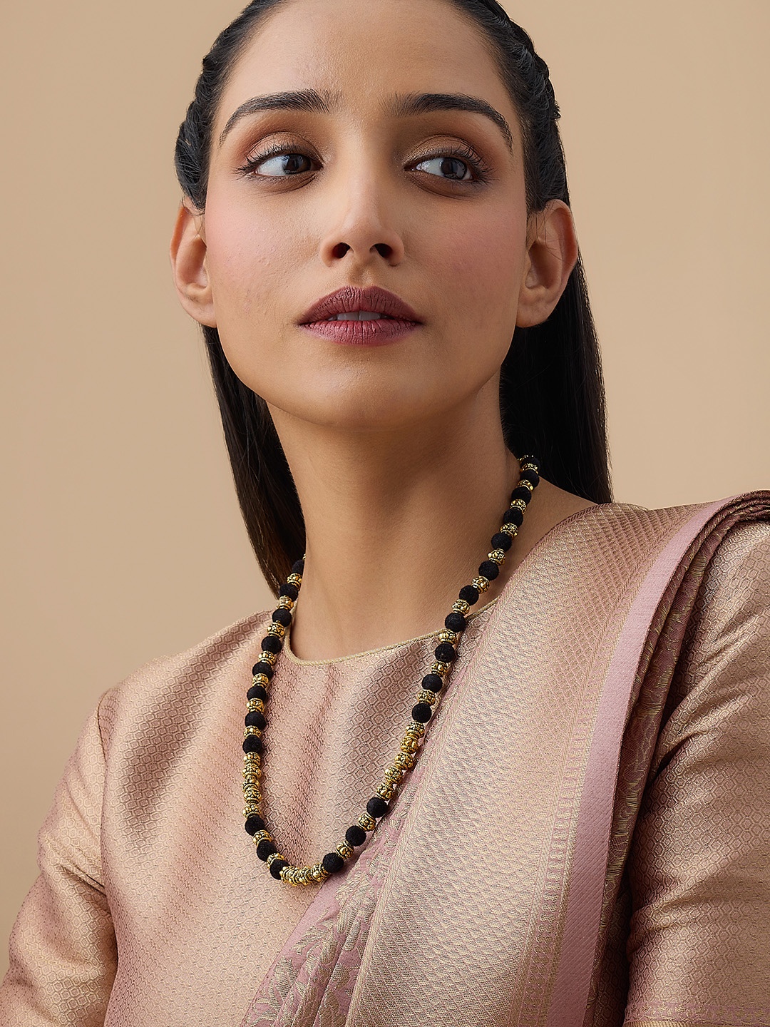 

Kushal's Fashion Jewellery 92.5 Pure Silver Beaded Gold Plated Temple Chain