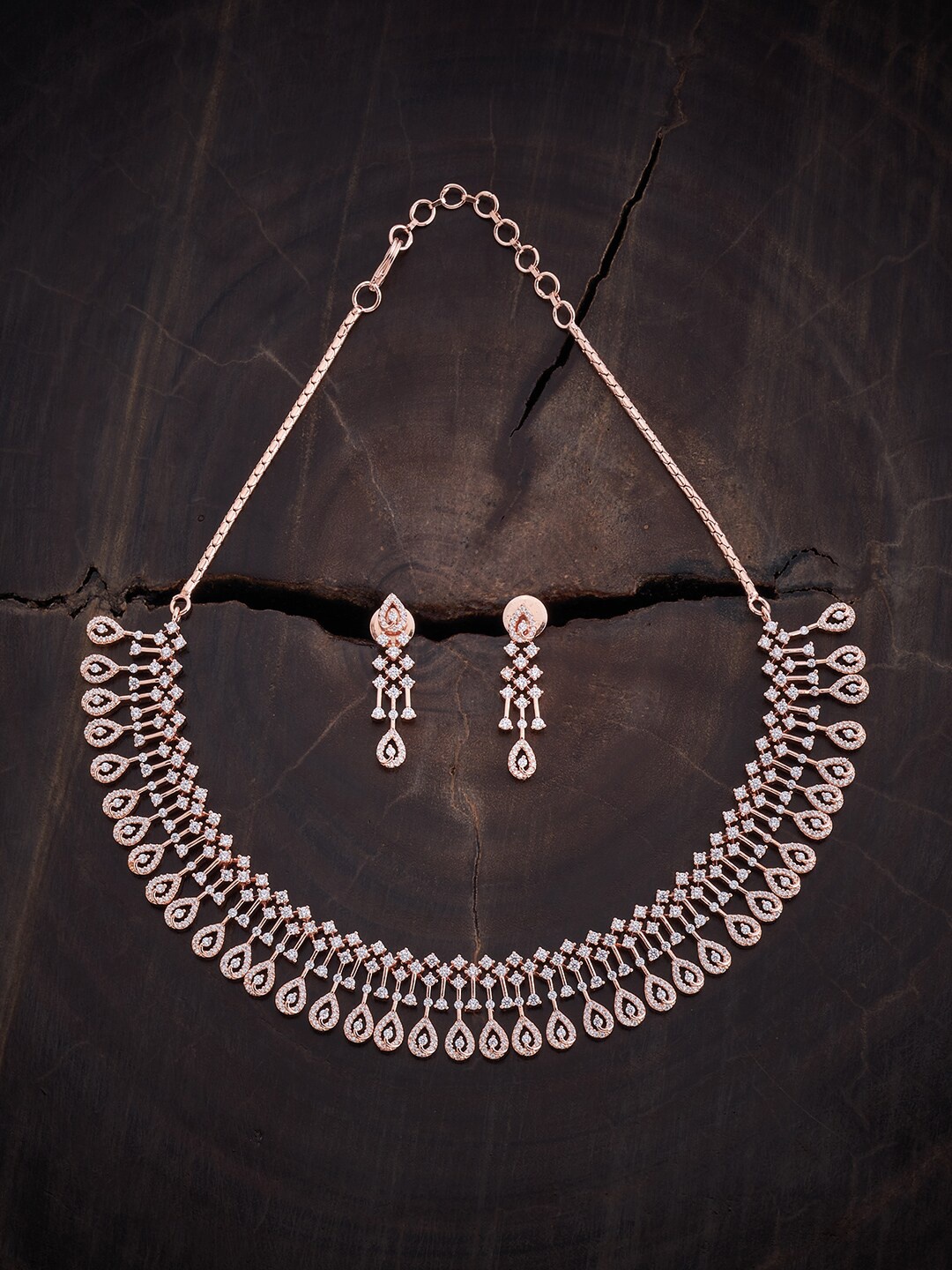 

Kushal's Fashion Jewellery Rose Gold-Plated Cubic Zirconia Studded Jewellery Set