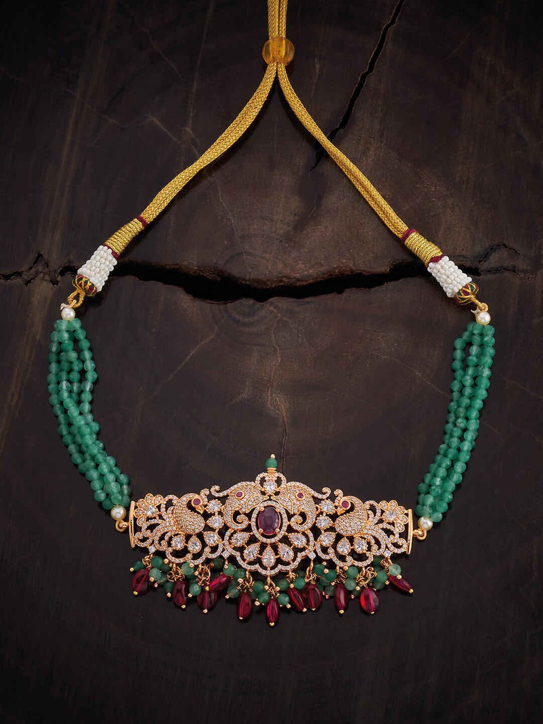 

Kushal's Fashion Jewellery Gold Plated CZ Studded Necklace