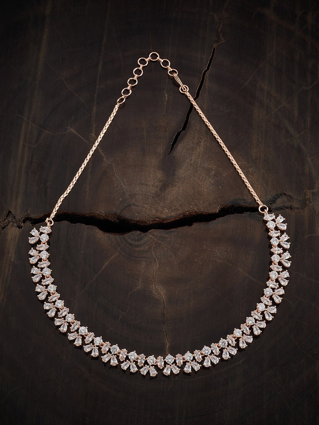

Kushal's Fashion Jewellery Rose Gold Plated CZ Studded Necklace