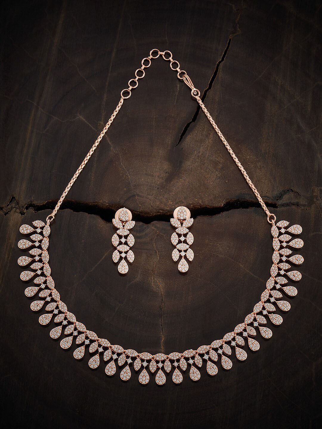 

Kushal's Fashion Jewellery Rose Gold Plated Cubic Zirconia Studded Jewellery Set