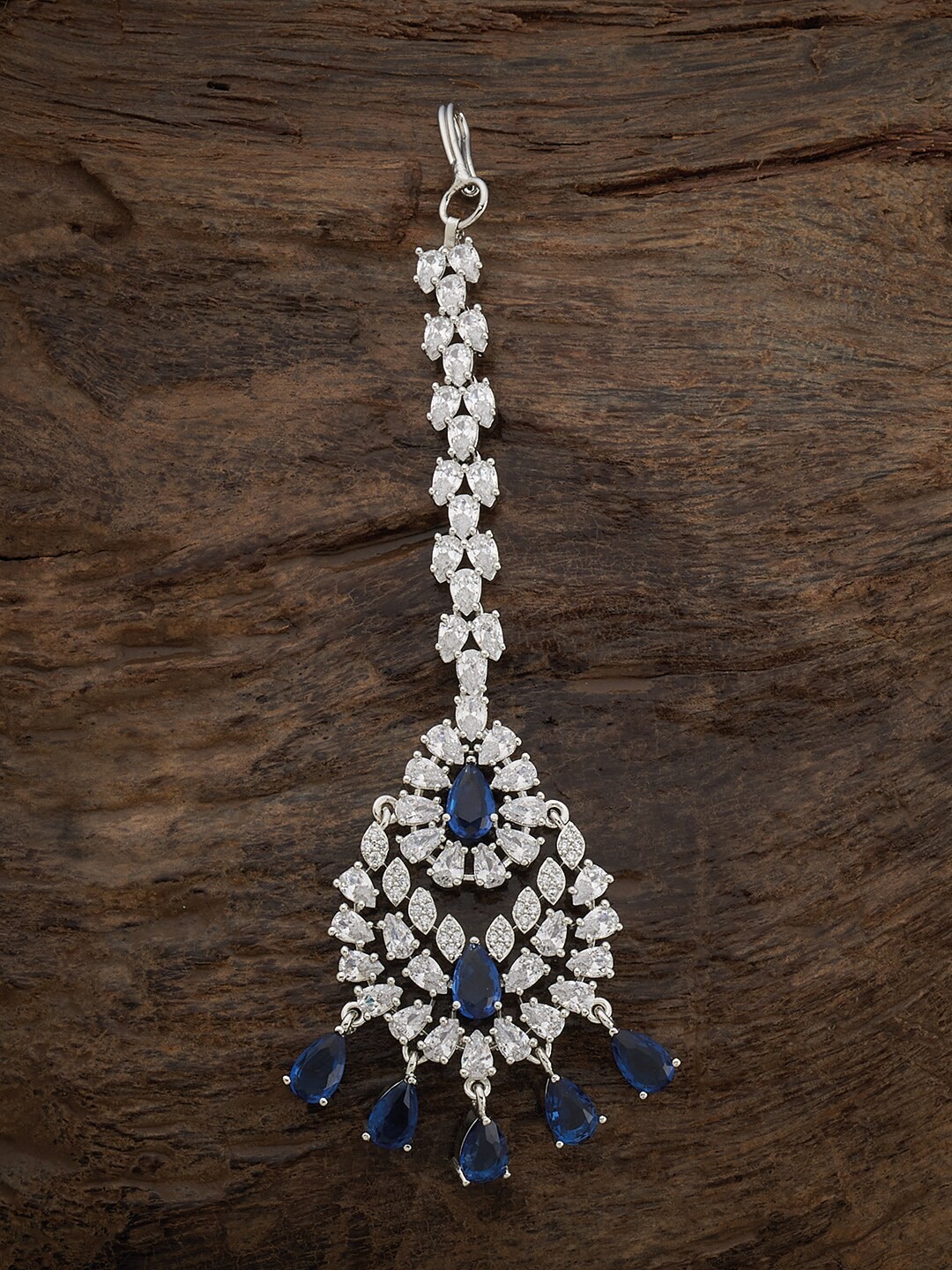 

Kushal's Fashion Jewellery Silver-Plated Zircon Stone Studded Maangtikka