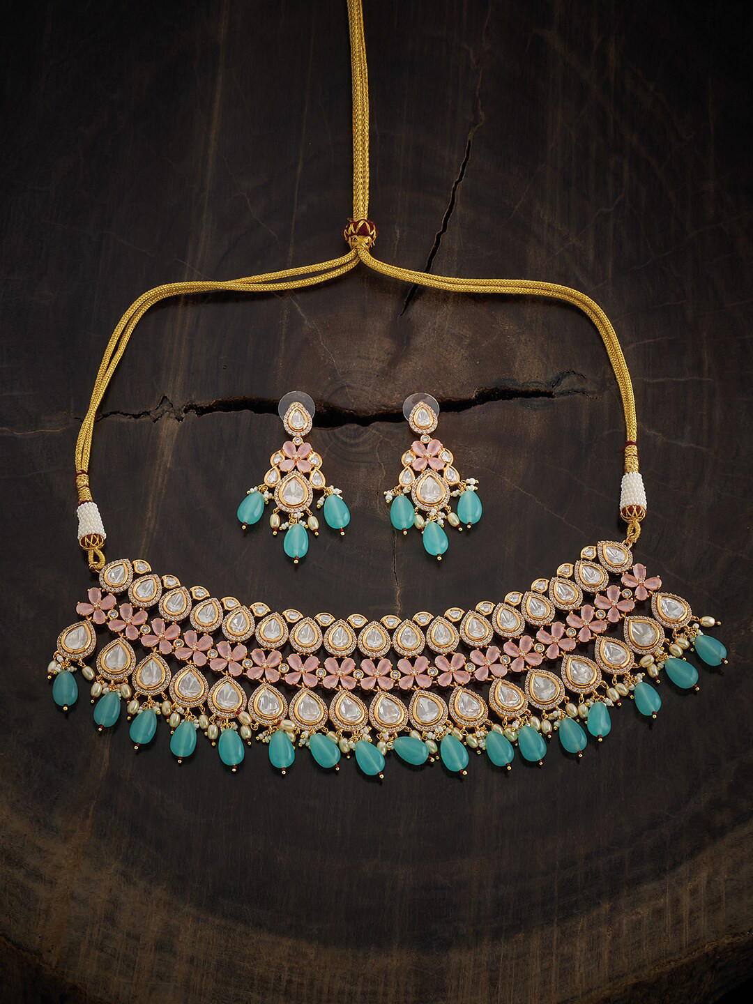 

Kushal's Fashion Jewellery Kundan Plated Jewellery Set, Gold