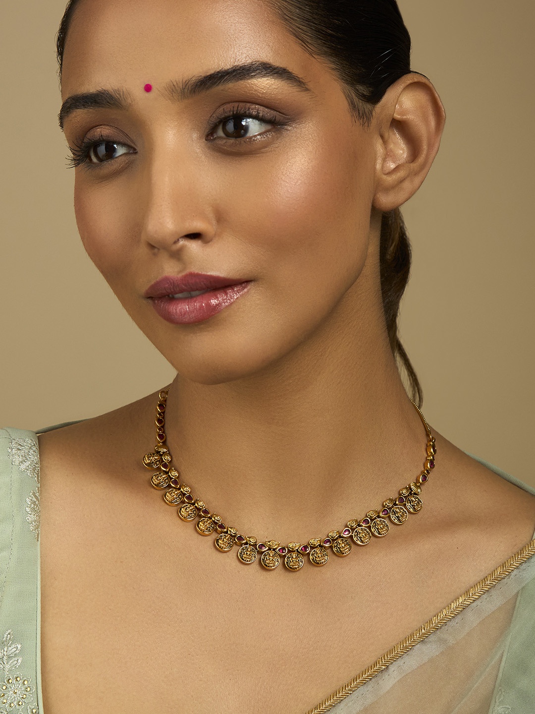 

Kushal's Fashion Jewellery Gold-Plated Antique Necklace