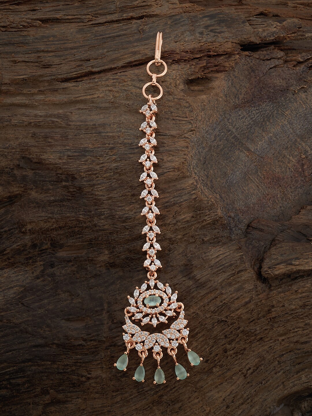 

Kushal's Fashion Jewellery Rose Gold-Plated Stone Studded Maangtikka