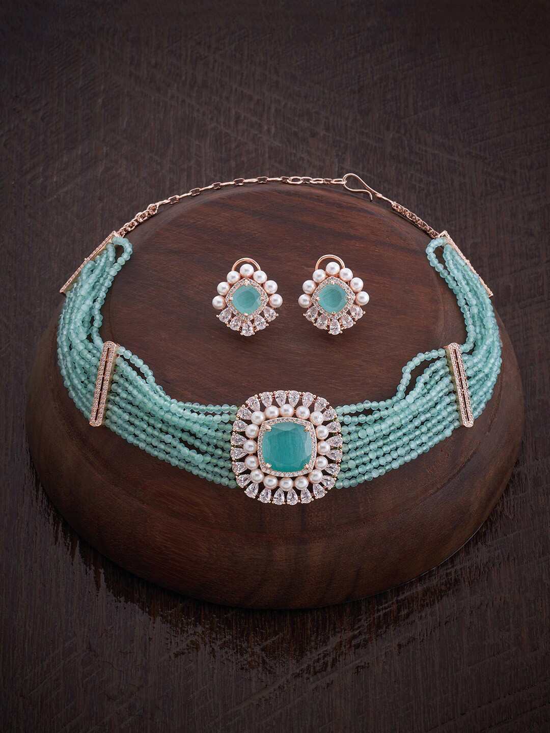 

Kushal's Fashion Jewellery Rose Gold-Plated Cubic Zircon Jewellery Set