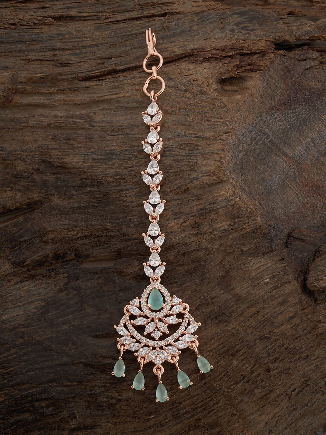 

Kushal's Fashion Jewellery Rose Gold Plated & CZ Studded Maang Tikka