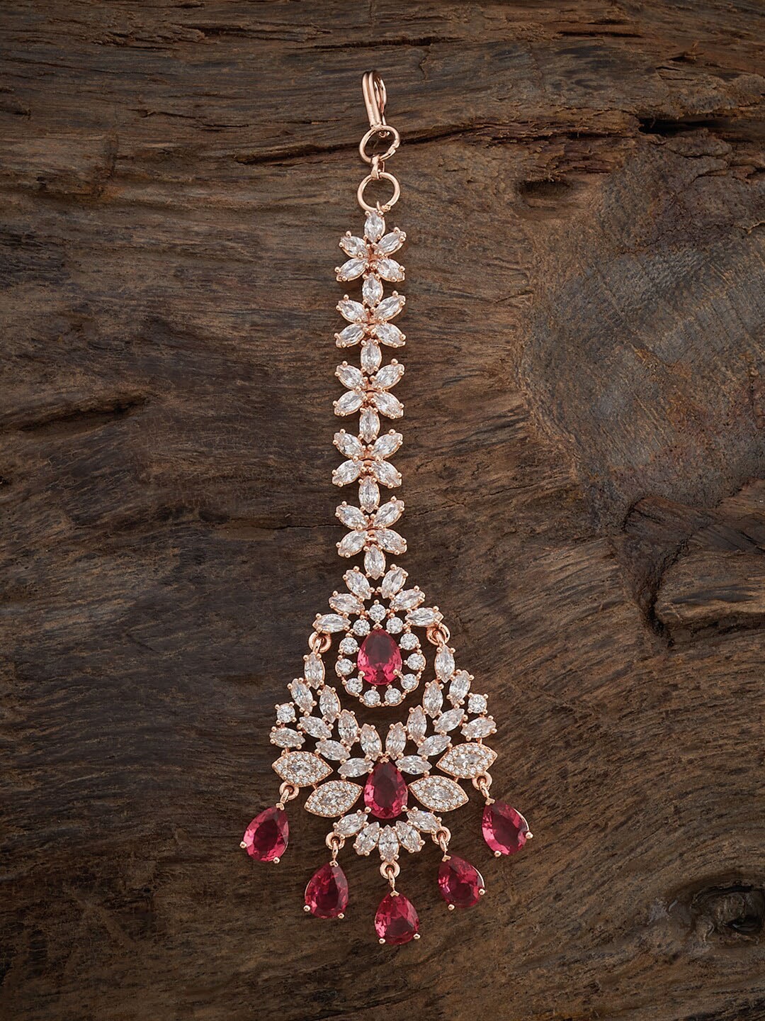 

Kushal's Fashion Jewellery Rose Gold-Plated CZ-Studded Maang Tikka