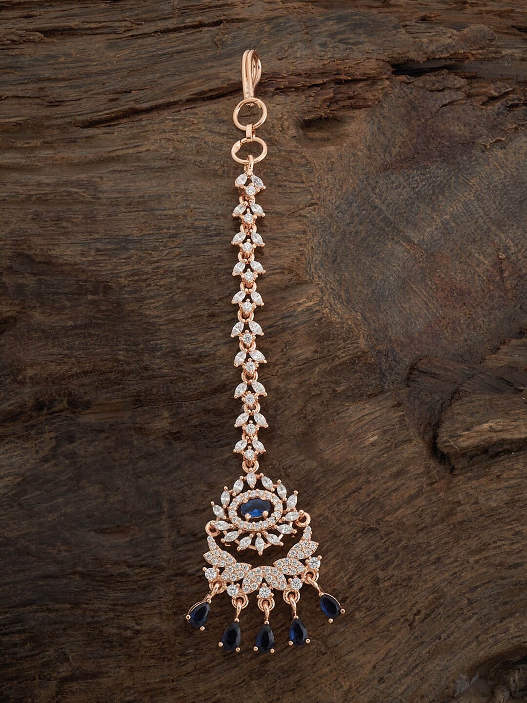 

Kushal's Fashion Jewellery Rose Gold-Plated Stone-Studded & Beaded Maang Tikka