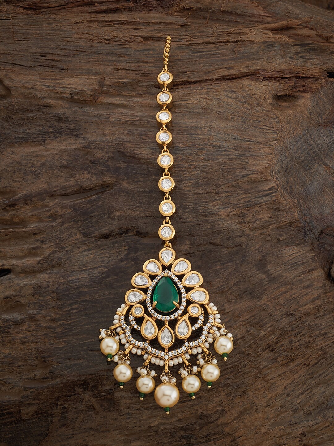 

Kushal's Fashion Jewellery Kundan-Studded Maang Tikka, Gold