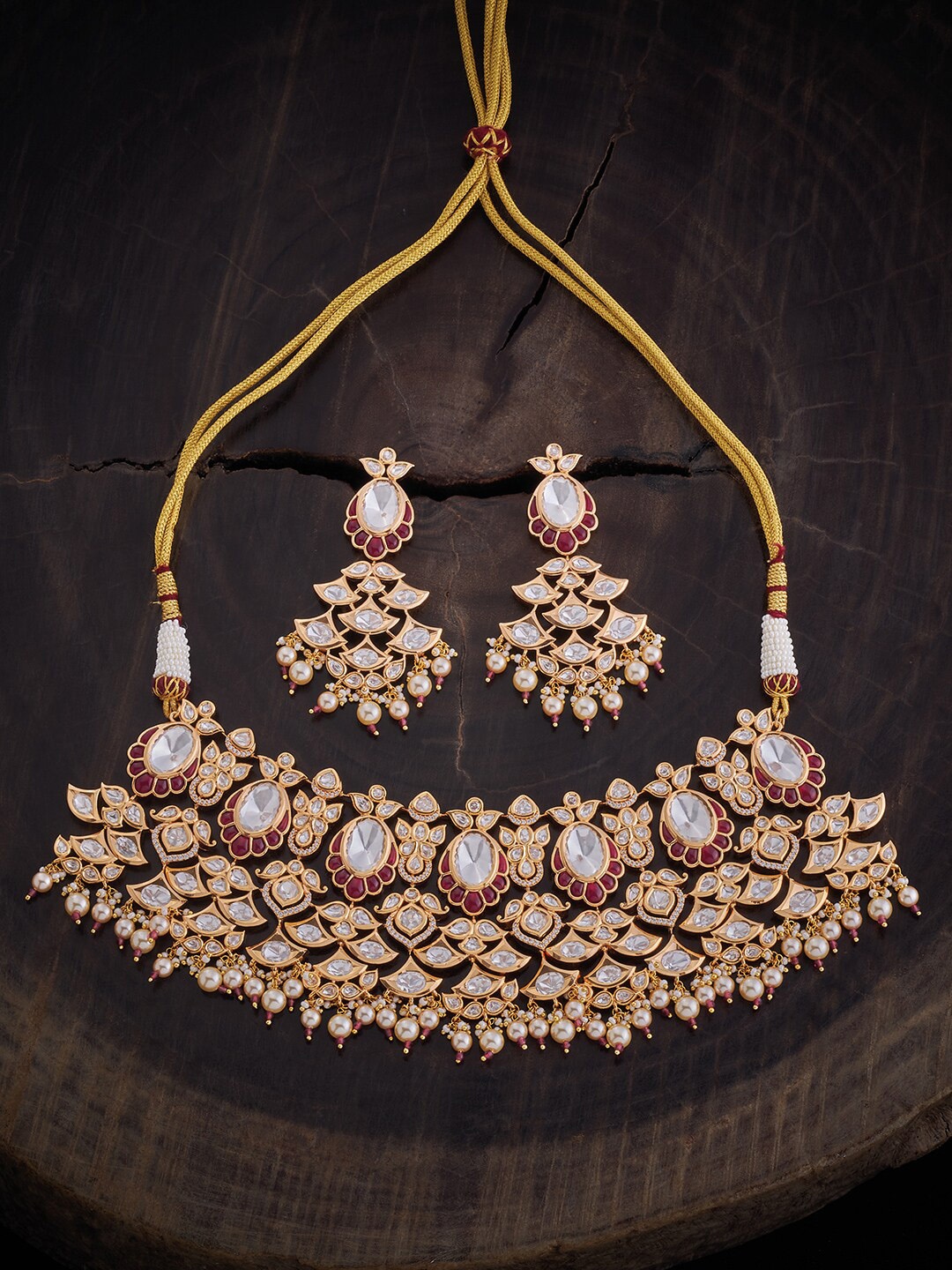 

Kushal's Fashion Jewellery Kundan Studded Jewellery Set, Red