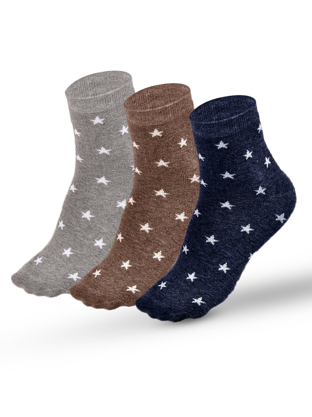 

FOOTPRINTS Women Pack Of 3 Patterned Organic Cotton & Bamboo Above Ankle-Length Socks, Grey