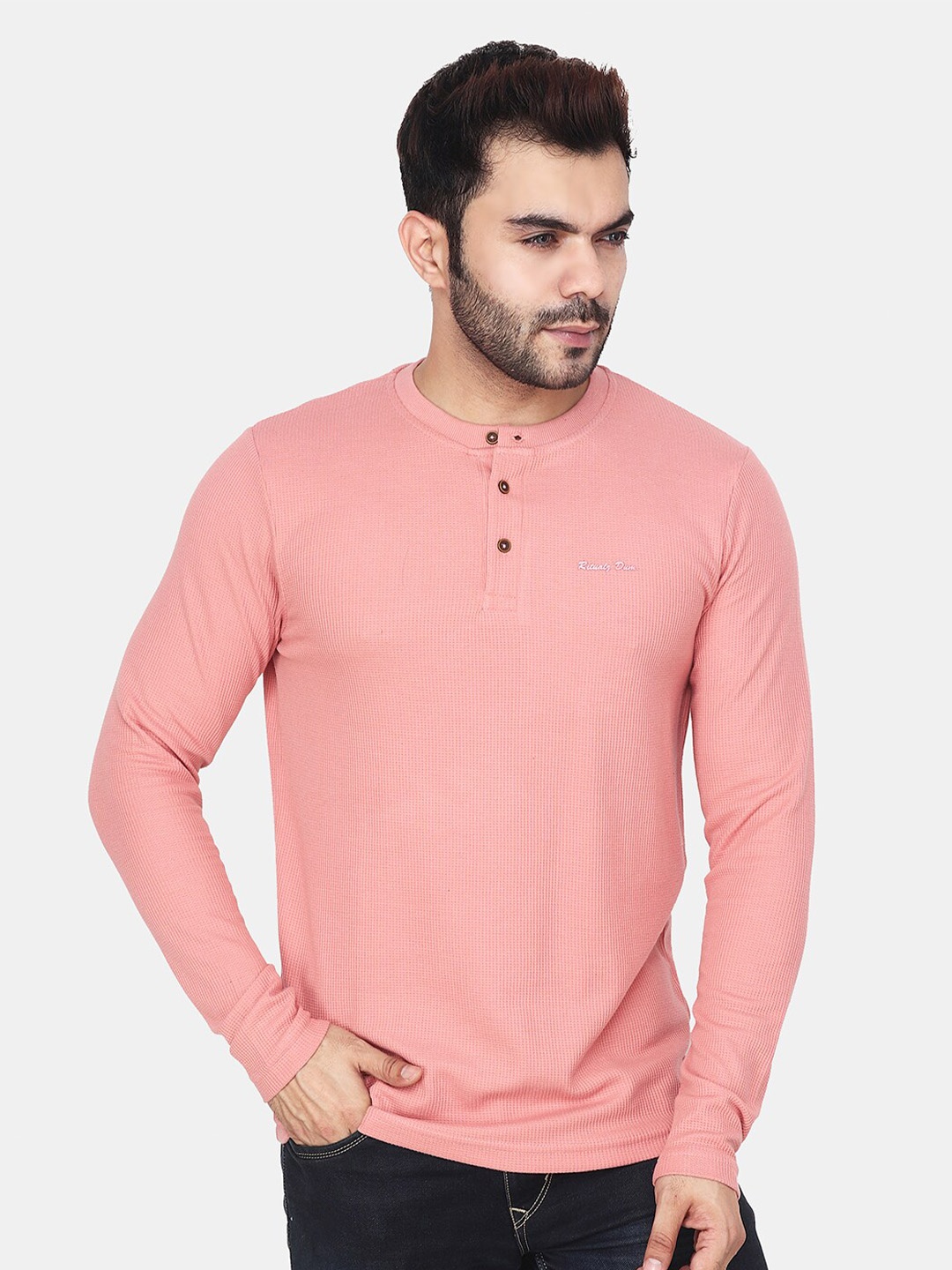 

Steele Men Slim Fit Pure Cotton T-shirt, Peach