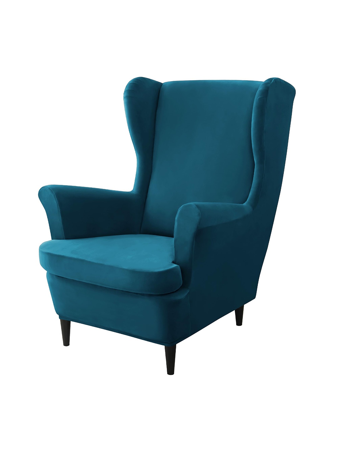 

HOKIPO Turquoise Blue Velvet Wing Chair Cover