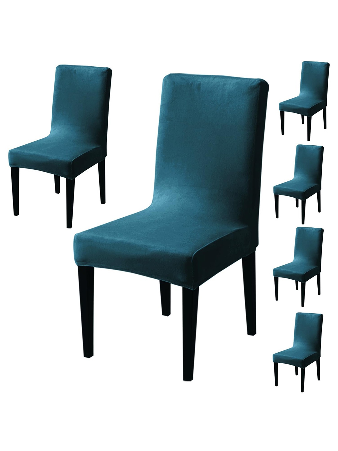 

HOKIPO Turquoise Blue 6 Pieces Velvet Chair Covers