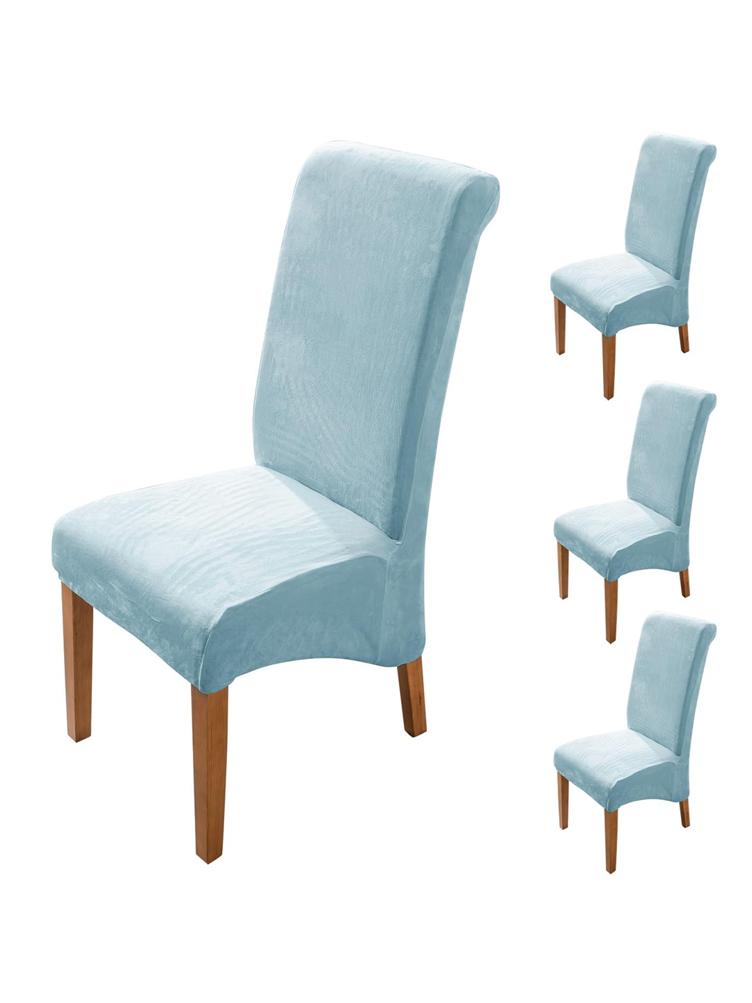 

HOKIPO Blue 4 Pieces Velvet Long Back Chair Covers