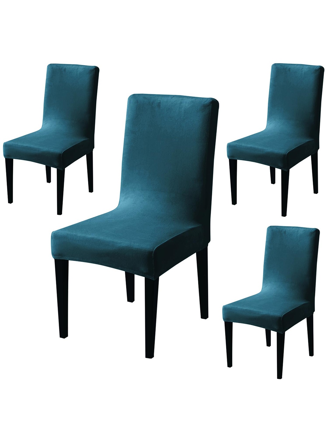 

HOKIPO 4 Pcs Turquoise Blue Velvet Long Back Chair Covers