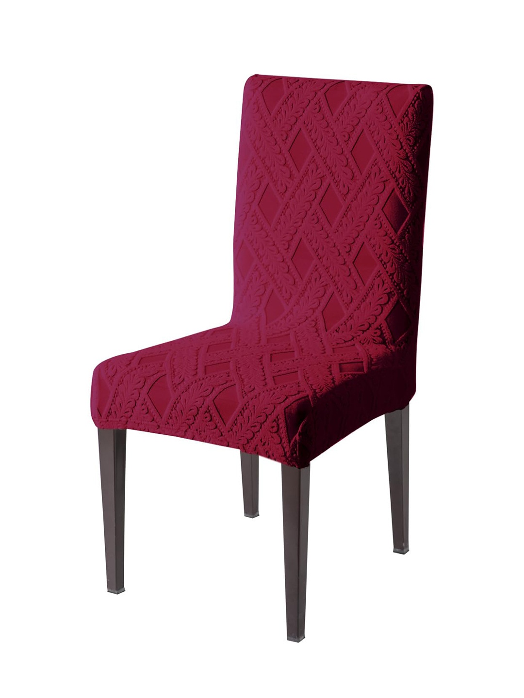 

HOKIPO Maroon Jacquard Stretchable Chair Cover