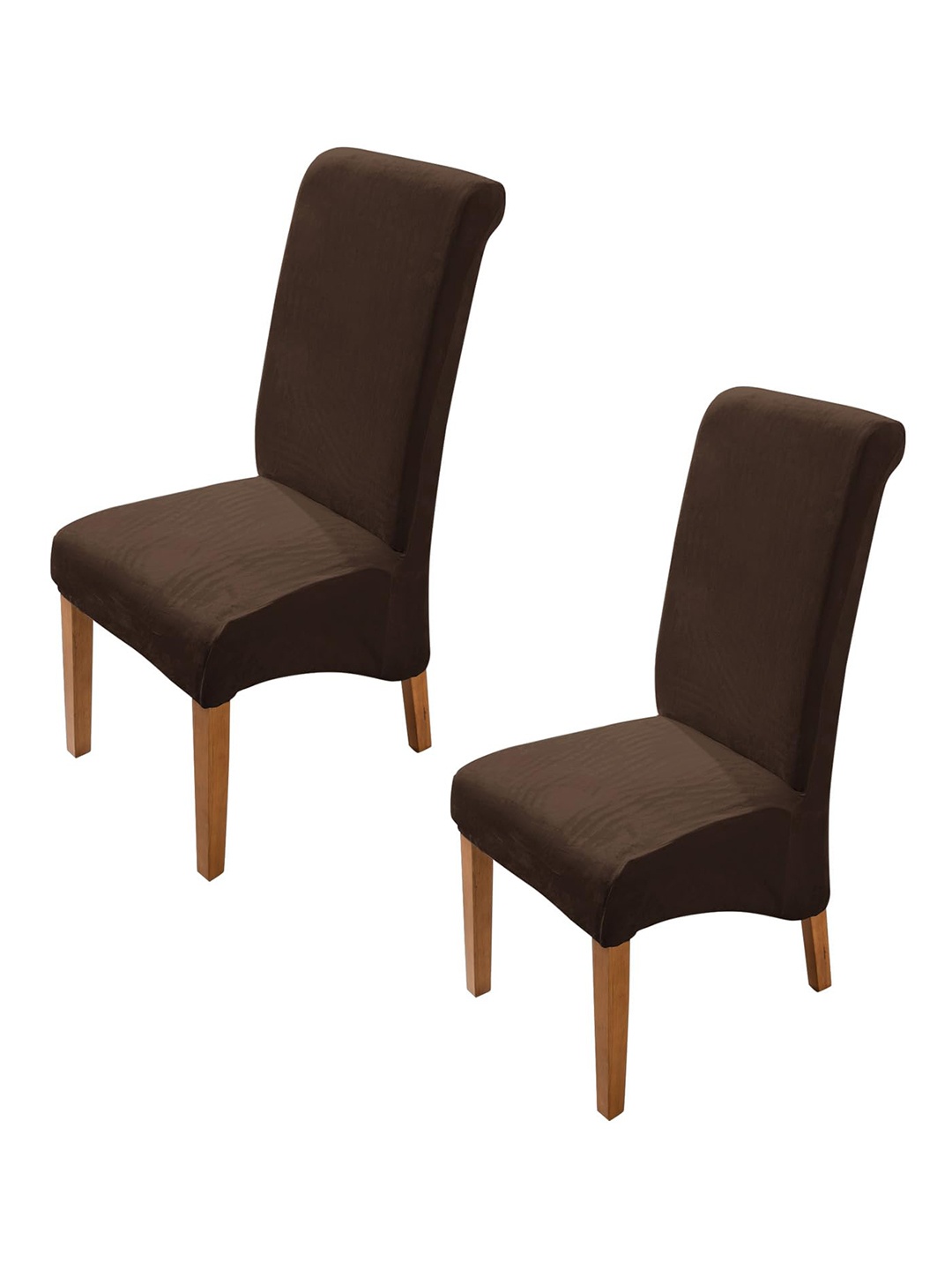 

HOKIPO Brown 2 Pieces Velvet Stretchable Long Back Chair Covers