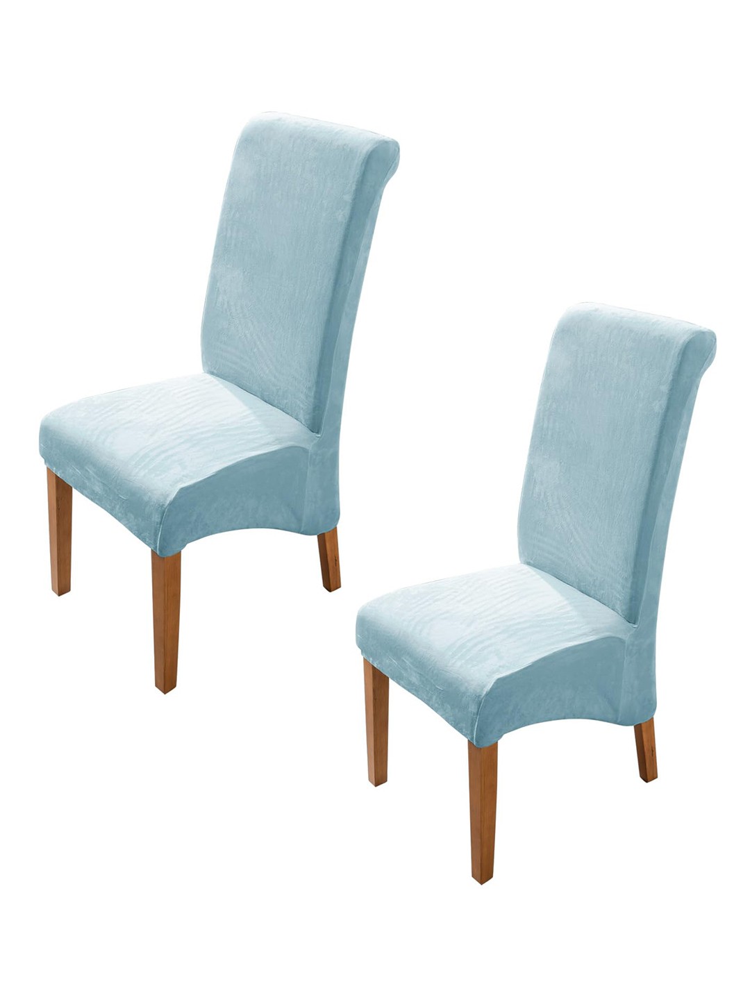 

HOKIPO Blue 2 Pieces Stretchable Long Back Velvet Chair Covers