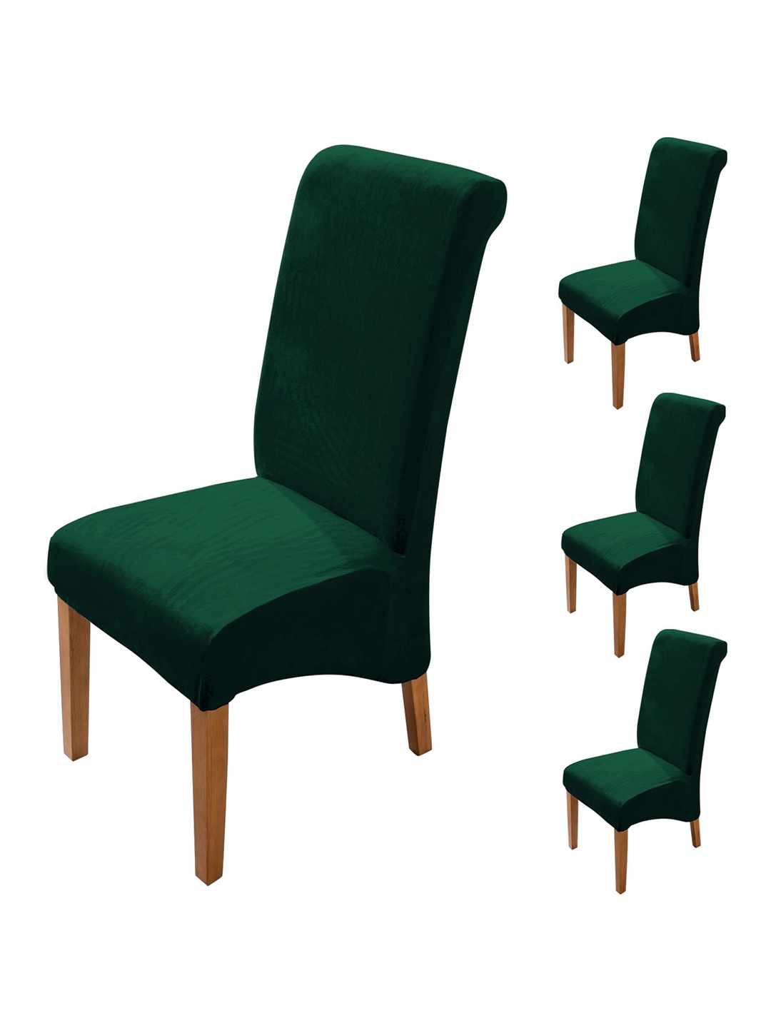 

HOKIPO Green 4 Pieces Velvet Long Back Chair Covers