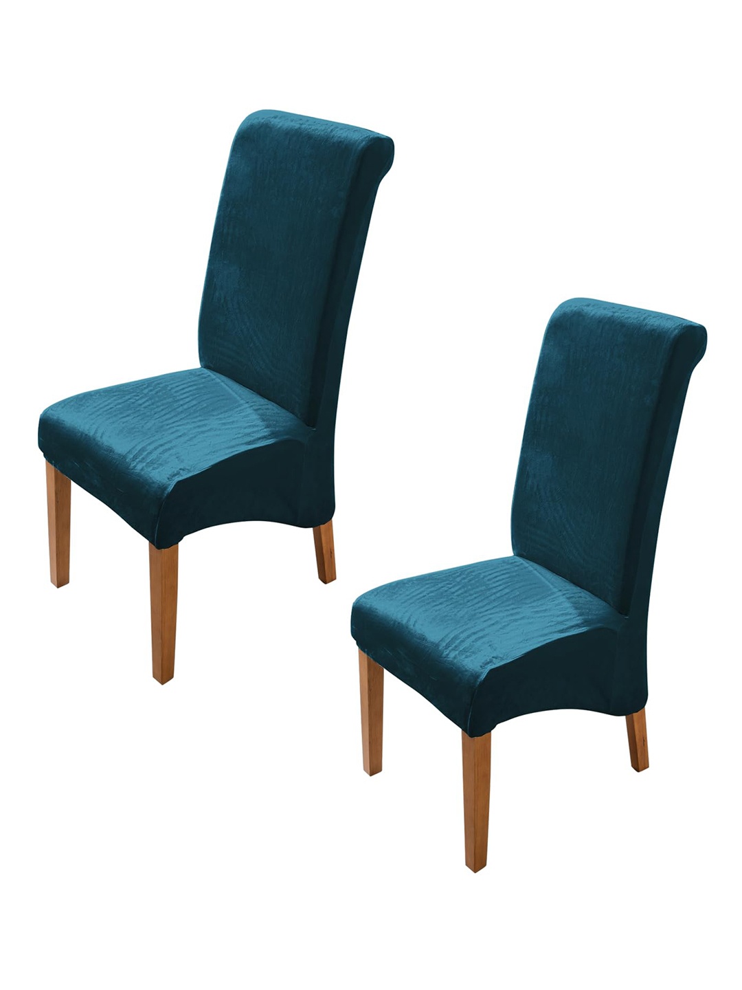

HOKIPO Turquoise Blue 2 Pieces Velvet Long Back Chair Covers