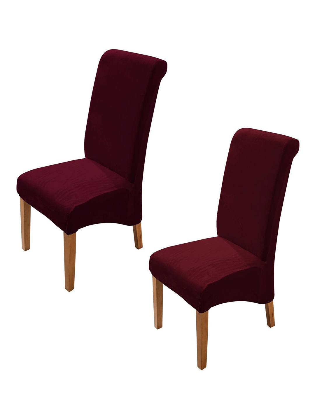 

HOKIPO Burgundy 2 Pieces Velvet Stretchable Long Back Chair Cover