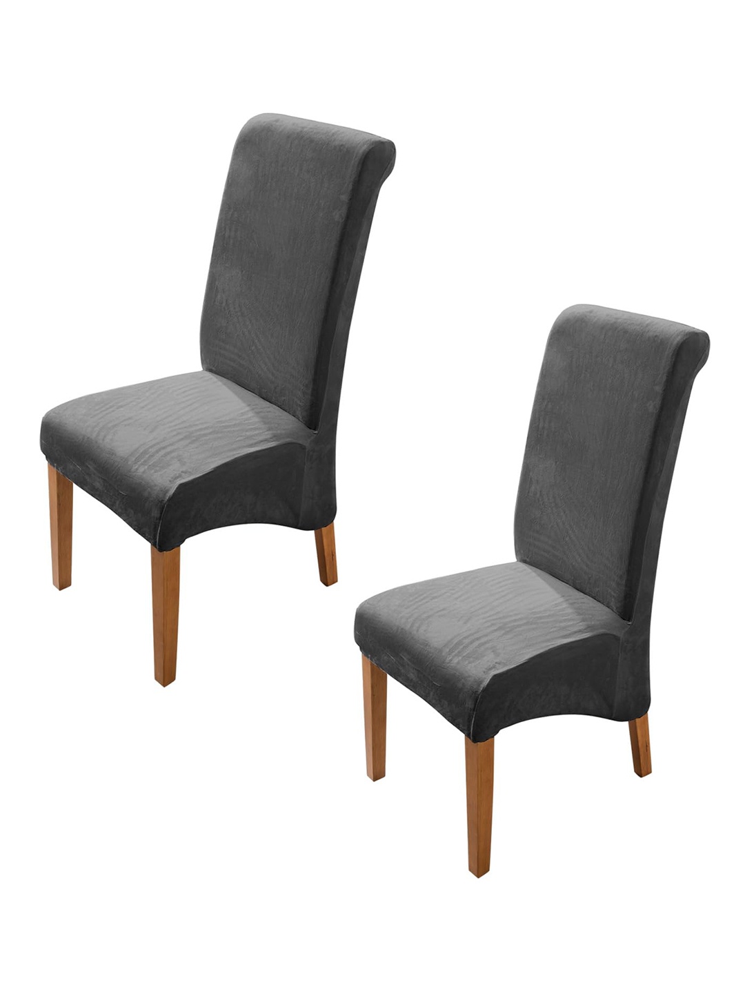 

HOKIPO Grey 2 Pieces Velvet Long Back Chair Cover