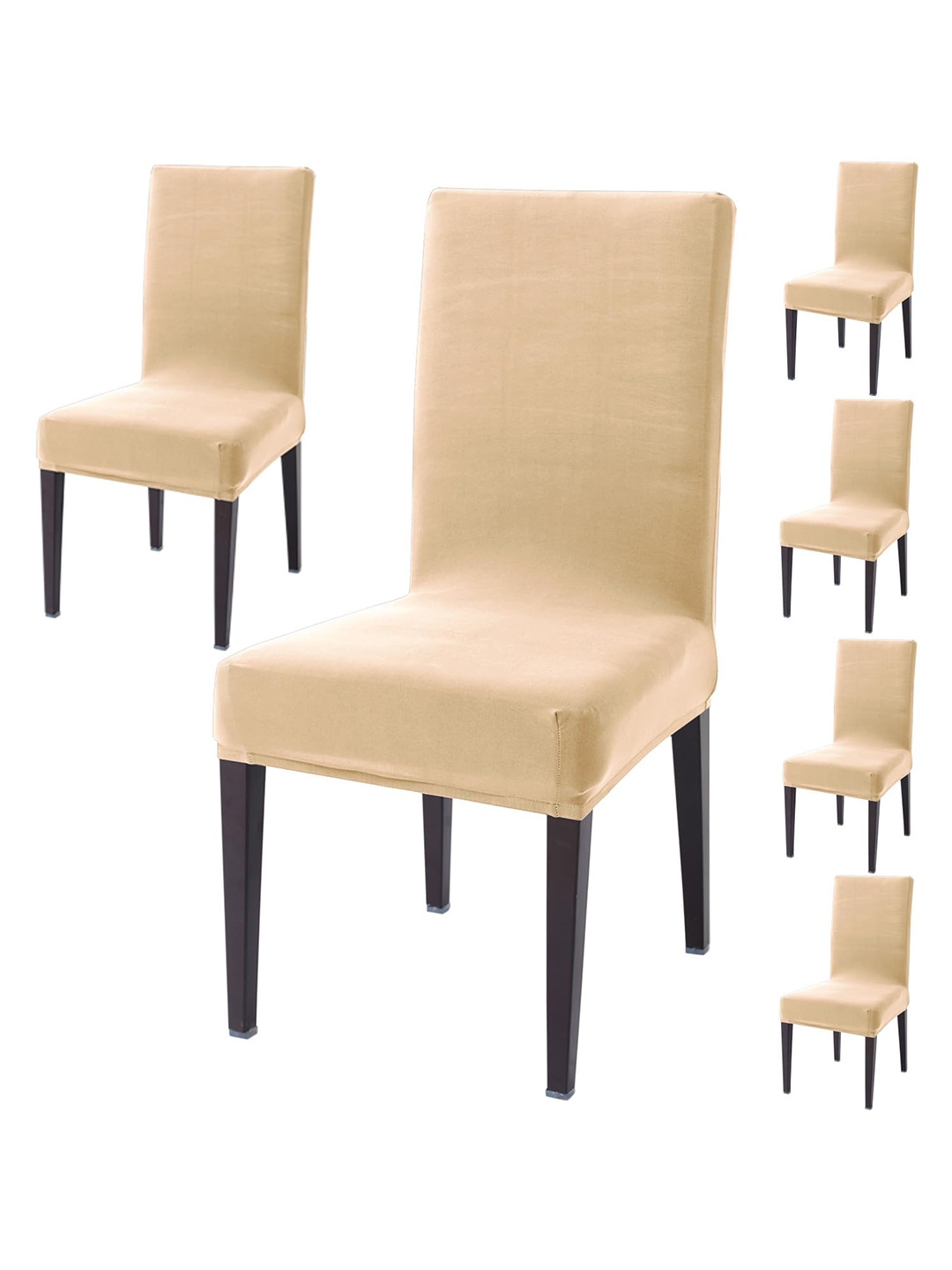 

HOKIPO Beige 6 Pieces Stretchable Dining Chair Covers