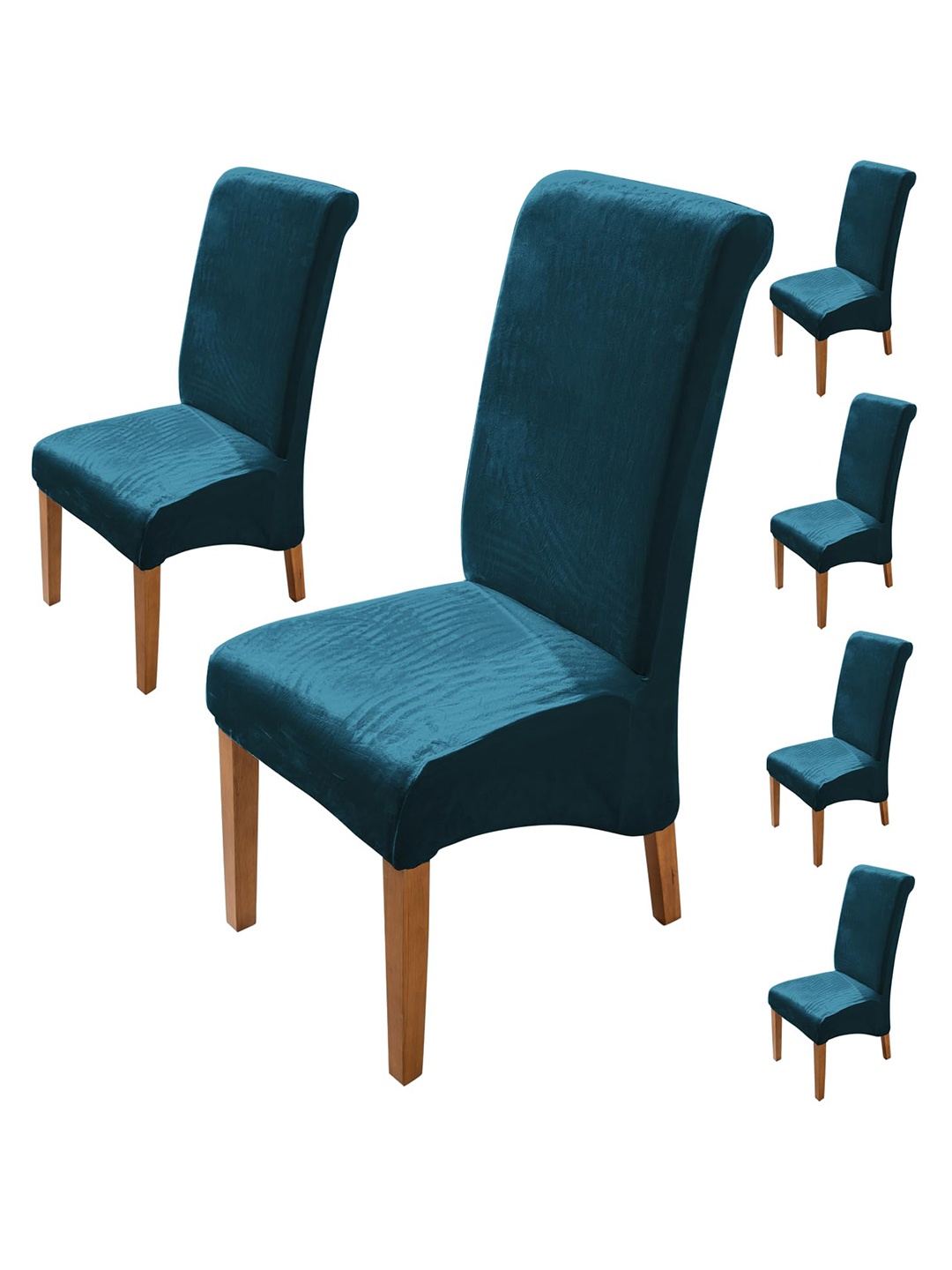 

HOKIPO Turquoise Blue 6 Pieces Velvet 200 GSM Chair Covers