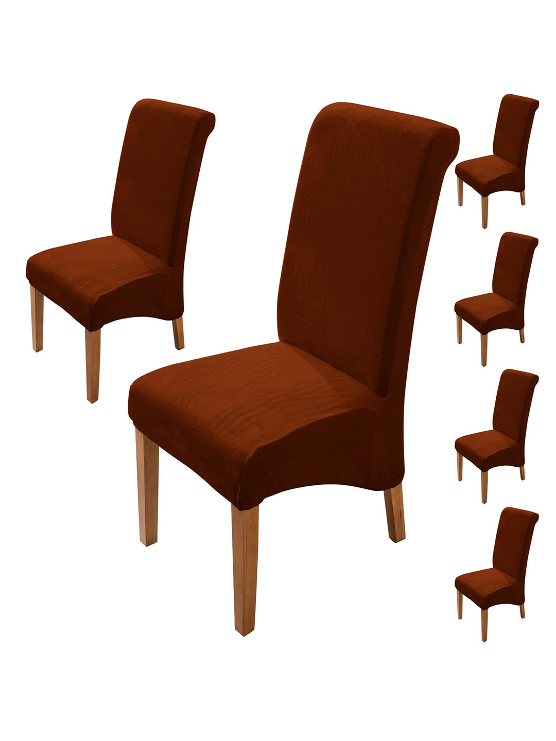 

HOKIPO Rust 6 Pieces Long Back Velvet Chair Covers