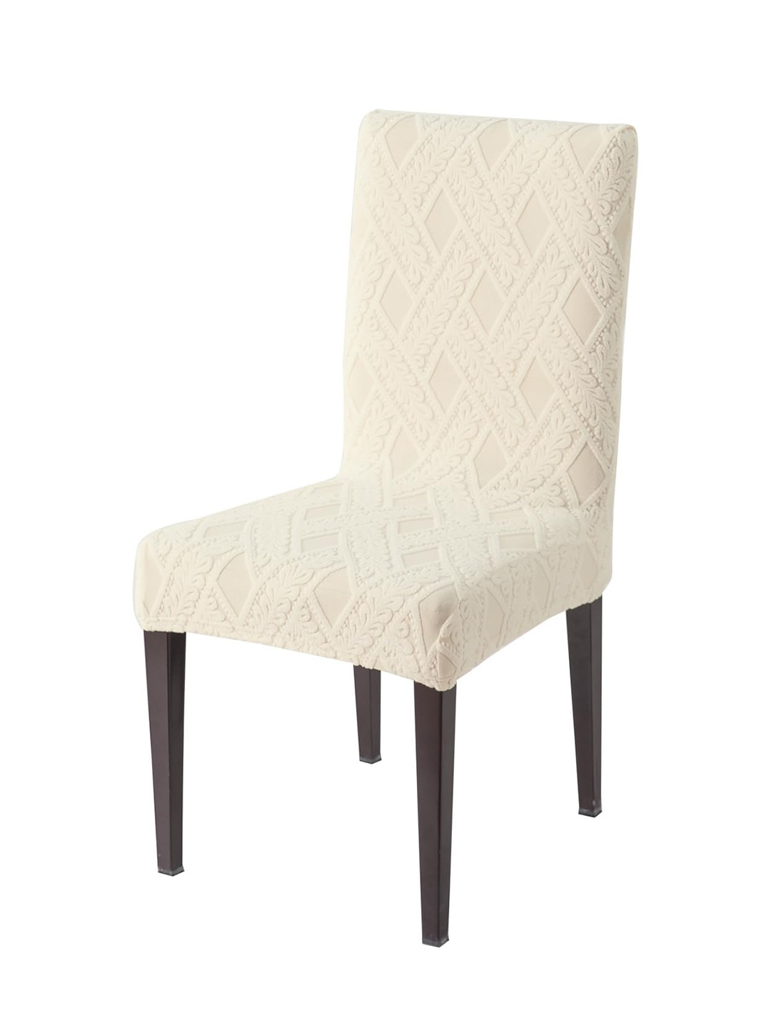 

HOKIPO Cream Colored Textured Jacquard 190 GSM Chair Cover