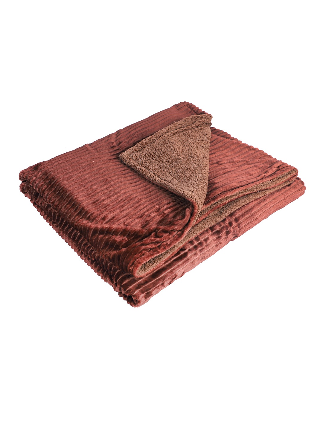 

Nivasam Brown Ribbed Dual Sided Double King Duvet Cover