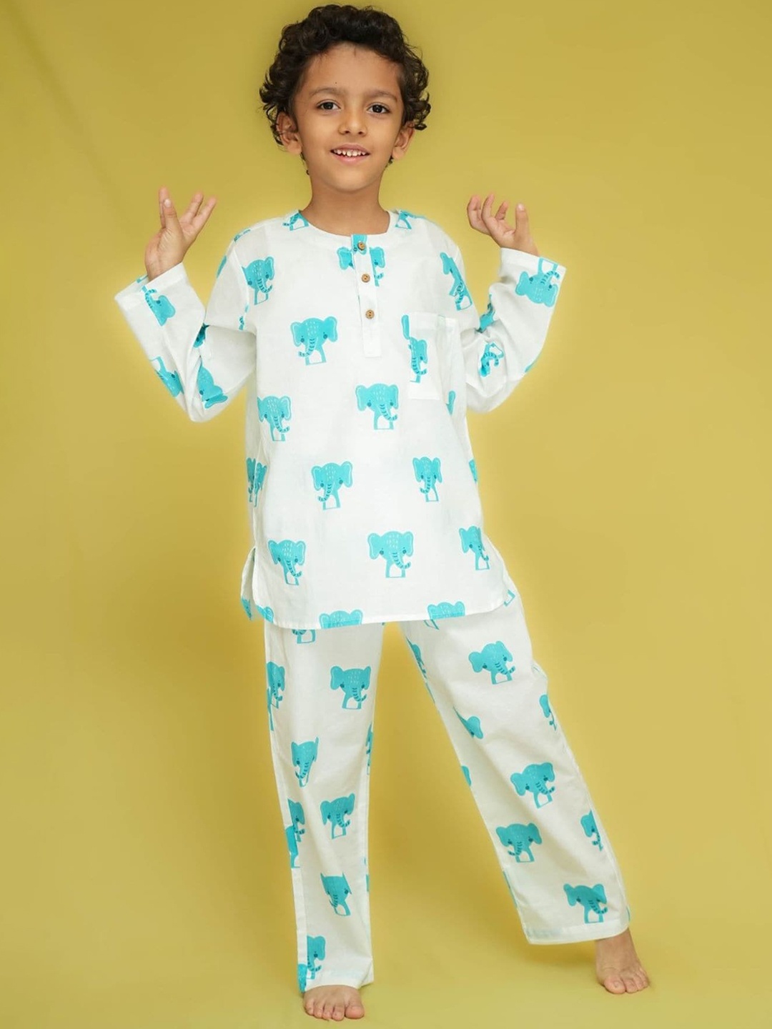 

Klephant Kids Conversational Printed Pure Cotton Night suit, Blue