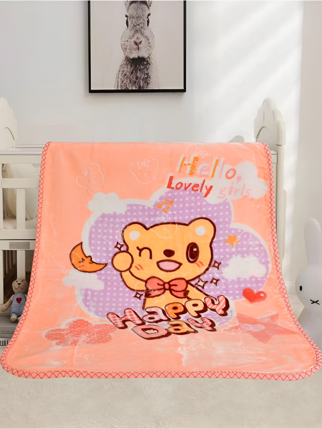 

dulce vida Peach Cartoon Characters Mild Winter 210 GSM Single Bed Blanket