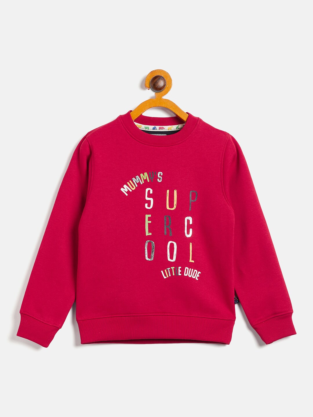 

Ben & Joe Boys Typography Printed Long Sleeves Fleece Sweatshirt, Red