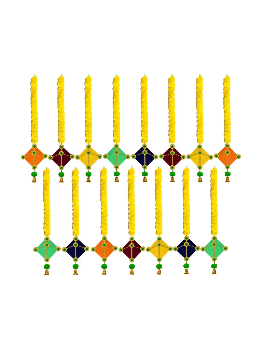 

iHandikart Yellow 15 Pieces Hanging Marigold With Kite In Bottom Garland Artificial Flower