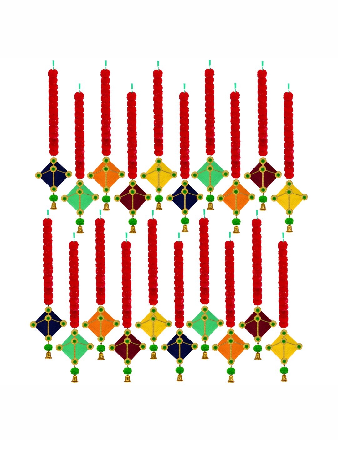 

iHandikart Red 20 Pieces Hanging Marigold Artificial Flower With Kite