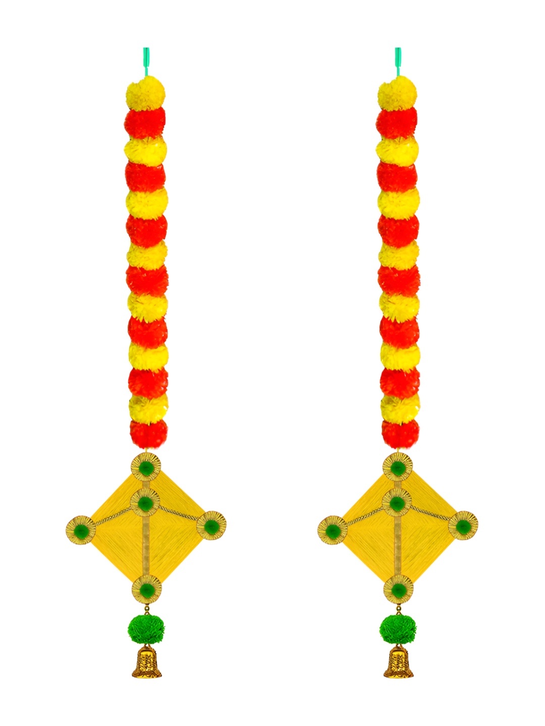 

iHandikart Yellow & Orange 2 Pieces Hanging Marigold Artificial Flower With Kite
